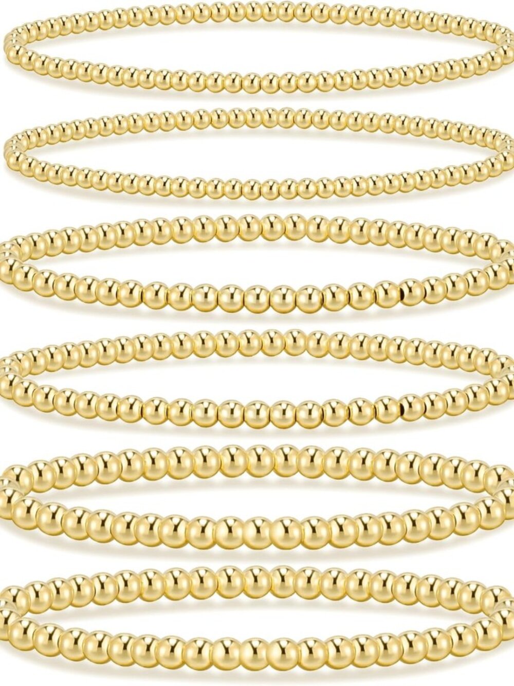 Waterproof Gold Beaded Bracelets for Women, Adjustable Stackable Jewelry Set